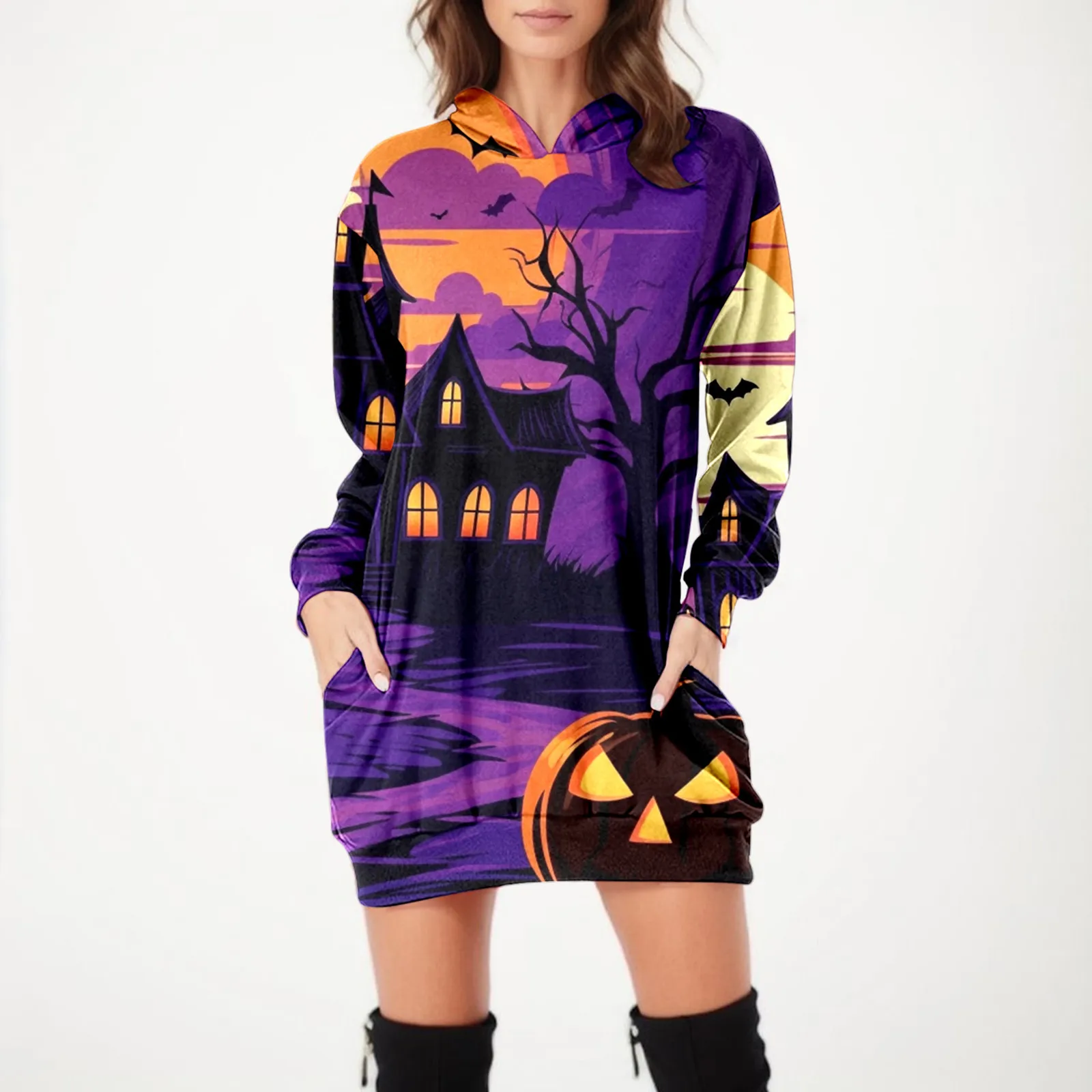 Women Long Sleeve Loose Halloween Print Pocket Hooded Sweater Tops Sweatpants Sweatshirt Women
Women Long Sleeve Loose Halloween Print Pocket Hooded Sweater Tops Sweatpants Sweatshirt Women
