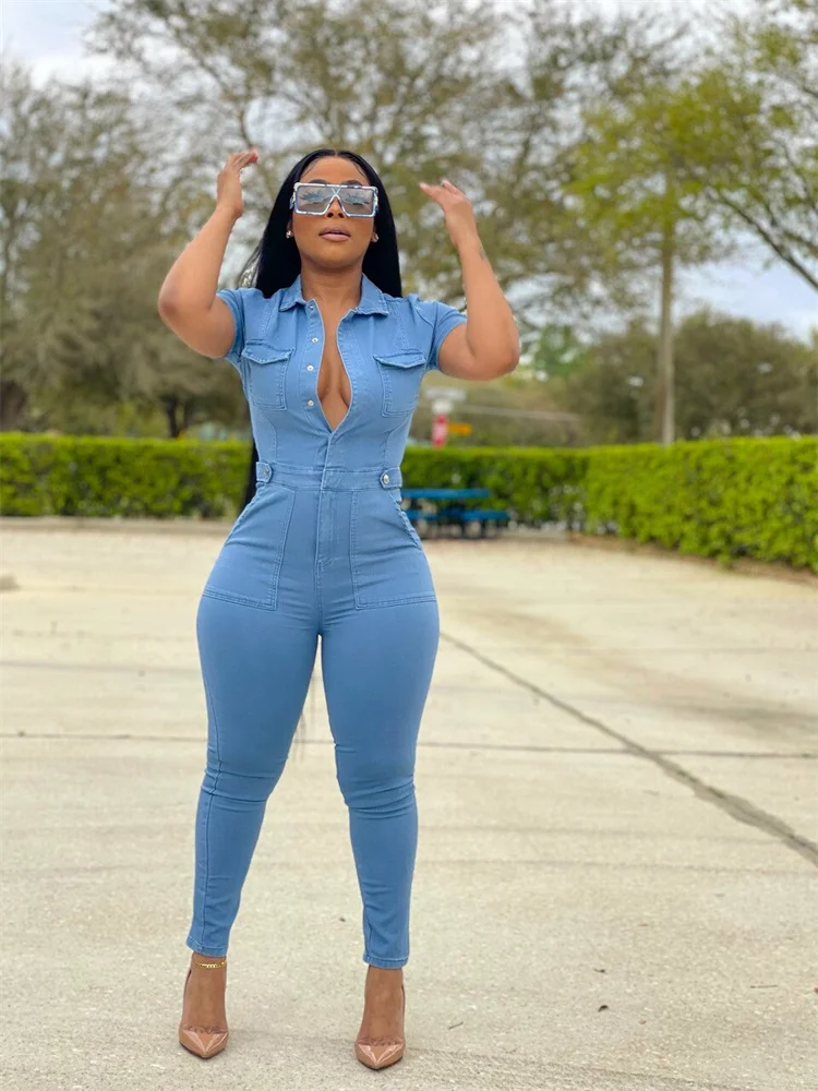 Summer Outfits Streetwear Casual Jumpsuits Women Sleeveless Bodycon Rompers Jumpsuits Ladies Blue denim One-piece Overalls 2023
Summer Outfits Streetwear Casual Jumpsuits Women Sleeveless Bodycon Rompers Jumpsuits Ladies Blue denim One-piece Overalls 2023