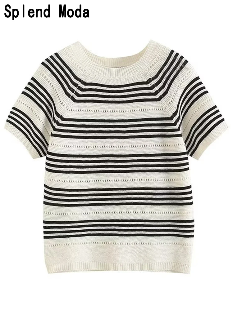 2023 Women Autumn New Fashion Street Style Striped Elastic Knitted Pullover Chic O-neck Sweater Casual Short Sleeve Jumpers TRAF
2023 Women Autumn New Fashion Street Style Striped Elastic Knitted Pullover Chic O-neck Sweater Casual Short Sleeve Jumpers TRAF