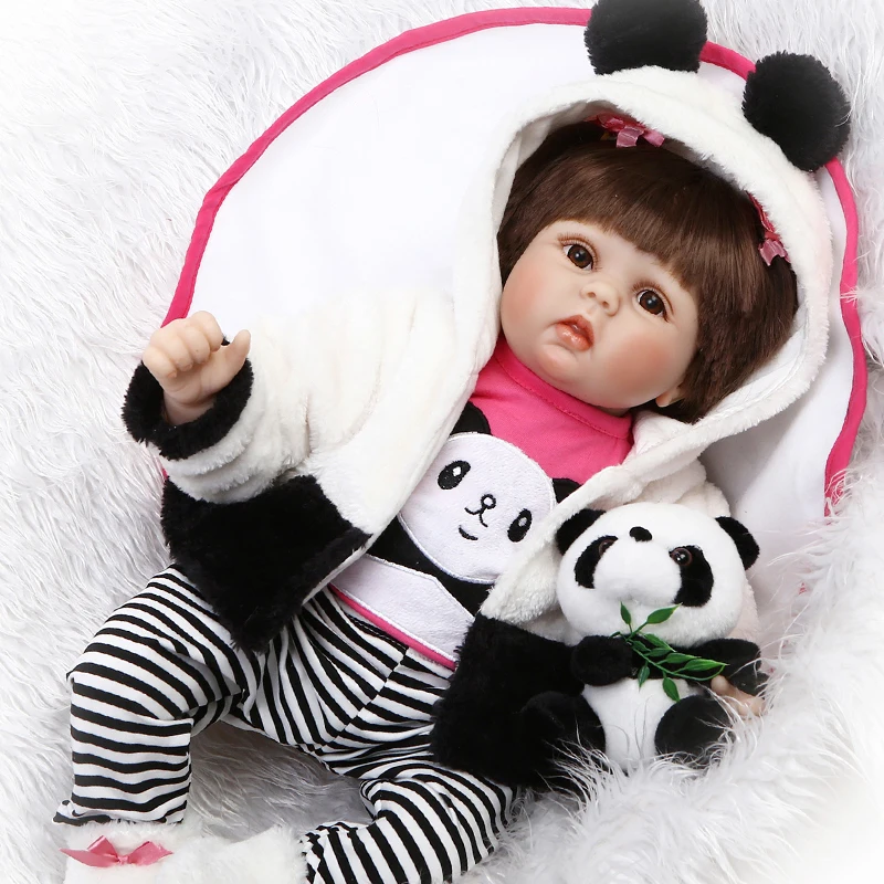 55cm Baby Doll Reborn Cloth Body Silicone Newborn Girl Bebe Boneca With Panda Dress Children Play House Toys
55cm Baby Doll Reborn Cloth Body Silicone Newborn Girl Bebe Boneca With Panda Dress Children Play House Toys