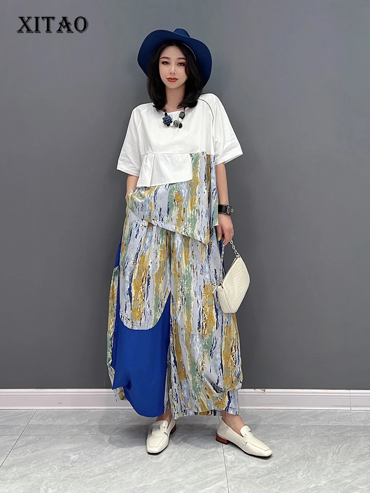 XITAO Women Two Piece Set Irregular Patchwork Pullover Top Elastic Print Pattern Pleated Split Full Length Pants WLD8405
XITAO Women Two Piece Set Irregular Patchwork Pullover Top Elastic Print Pattern Pleated Split Full Length Pants WLD8405