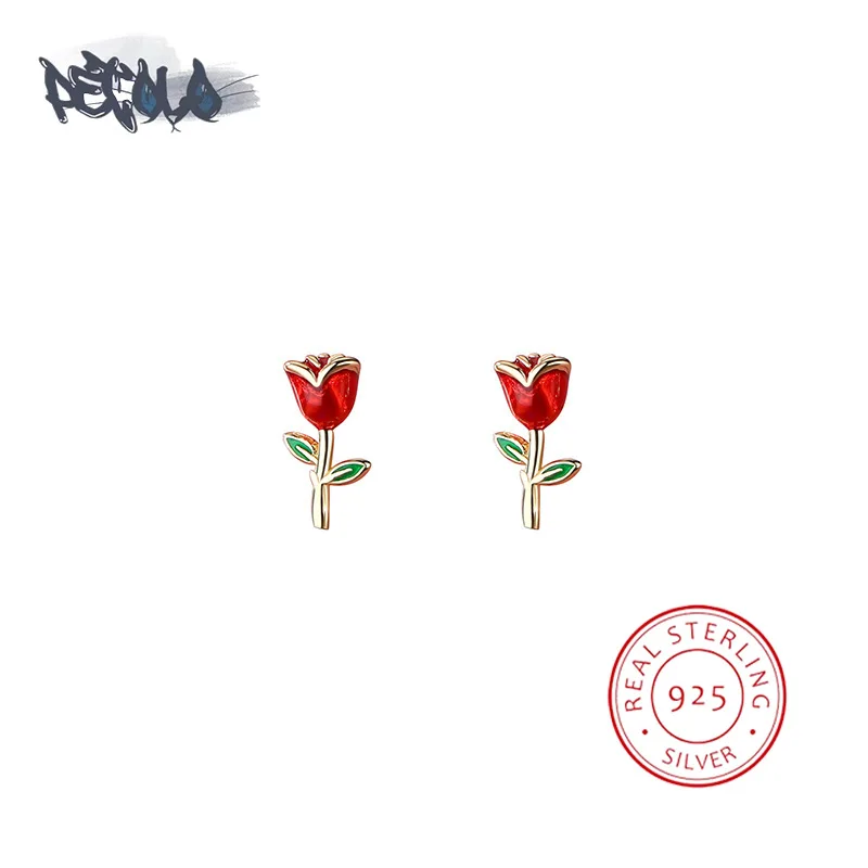 Exquisite 925 Sterling Silver Earrings for Women Fashion Rose Shaped Earrings New Red Rose Jewelry Anniversary Gift Gold Earring
Exquisite 925 Sterling Silver Earrings for Women Fashion Rose Shaped Earrings New Red Rose Jewelry Anniversary Gift Gold Earring