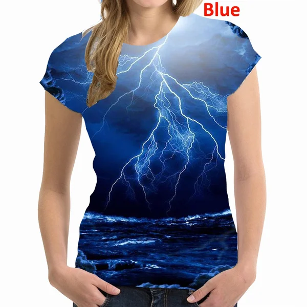 Women Fashion Short Sleeve 3D Print T-Shirt Fashion Personality Lightning Casual Streetwear Tee
Women Fashion Short Sleeve 3D Print T-Shirt Fashion Personality Lightning Casual Streetwear Tee