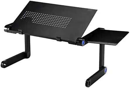 

Bandeja de mesa dobrável de alumínio de rotação de 360° com suporte de refrigeração ajustável e placa de mouse para notebook