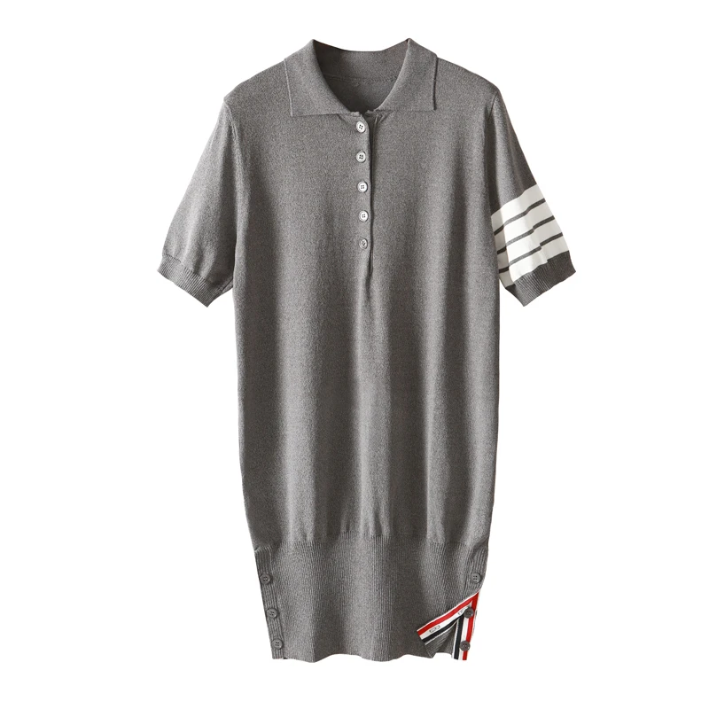 Popular skirt polo collar Paul skirt is thin college style ice silk straight tube short sleeve tb knitted dress female
Popular skirt polo collar Paul skirt is thin college style ice silk straight tube short sleeve tb knitted dress female