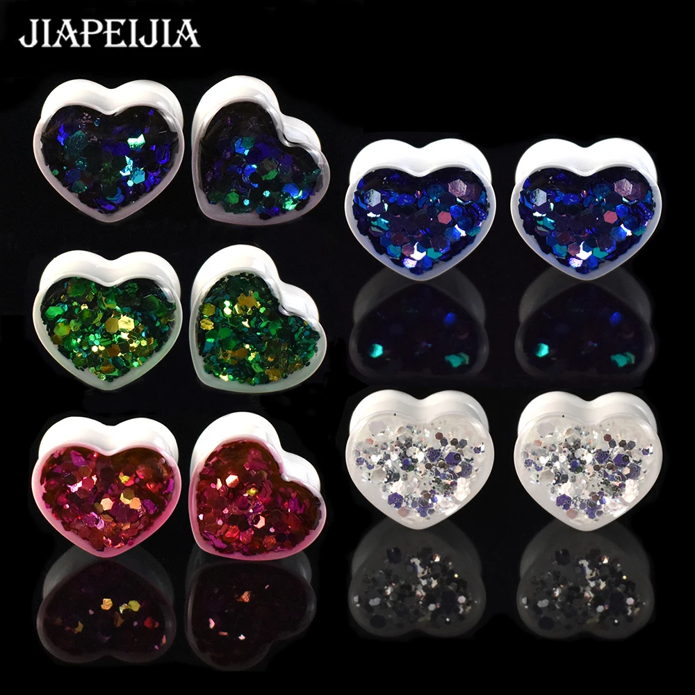 

6-30mm Acrylic Ear Tunnels Plugs and Gauges Twinkle Sequins Ear Expander Studs Stretching Body Piercing Jewelry