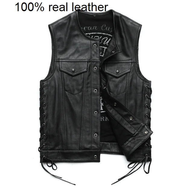 Men 100% Cowhide Motorcycle Biker Vests Moto Leather Waistcoat Asian Size M-5XL M435
Men 100% Cowhide Motorcycle Biker Vests Moto Leather Waistcoat Asian Size M-5XL M435