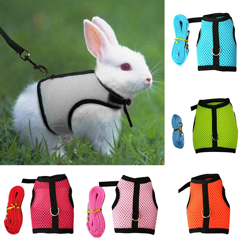 

Pet Rabbit Harnesses Vest Leashes Set Soft Mesh Harness with Leash Small Animal Guinea Pig Hamsters Bunny Accessories Supplies