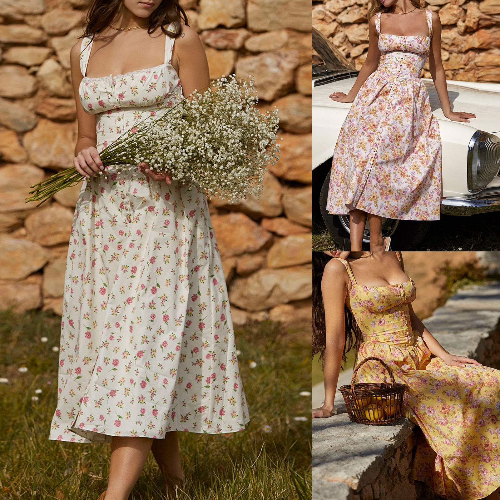 2023 Summer Boho Dress Women Floral Print Dress Female Sleeveless Hanging Belt Printed Waist Folded Spaghetti Strap Dress 2023
2023 Summer Boho Dress Women Floral Print Dress Female Sleeveless Hanging Belt Printed Waist Folded Spaghetti Strap Dress 2023