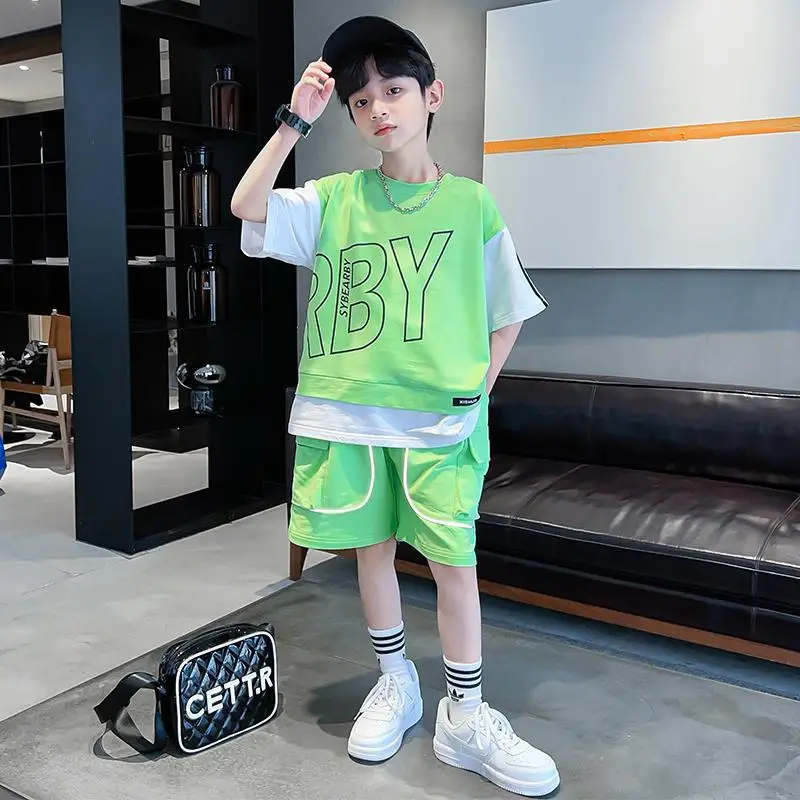 Fashion Summer Teenage Boy Clothes Boys for 4 6 8 10 12 14 Years Sportswear Casual T-Shirt Shorts 2Pcs Sets Streetwear Suit
Fashion Summer Teenage Boy Clothes Boys for 4 6 8 10 12 14 Years Sportswear Casual T-Shirt Shorts 2Pcs Sets Streetwear Suit