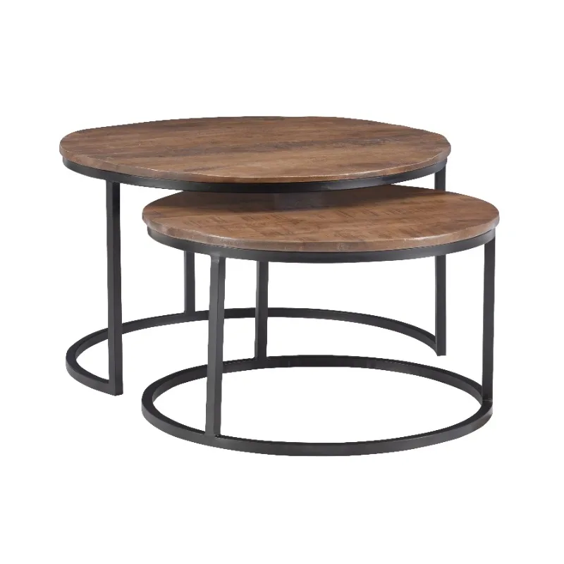 Darden Round Nesting Tables, Set of 2, Black Metal Base with Brown Wood Top
Darden Round Nesting Tables, Set of 2, Black Metal Base with Brown Wood Top