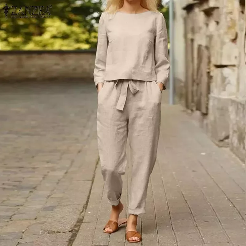 Kaftan 2PCS Women Suits Solid Blouses ZANZEA 2022 Long Sleeve Shirts and Elastic Waist Long Pants Female Tunic Pantalon Oversize
Kaftan 2PCS Women Suits Solid Blouses ZANZEA 2022 Long Sleeve Shirts and Elastic Waist Long Pants Female Tunic Pantalon Oversize