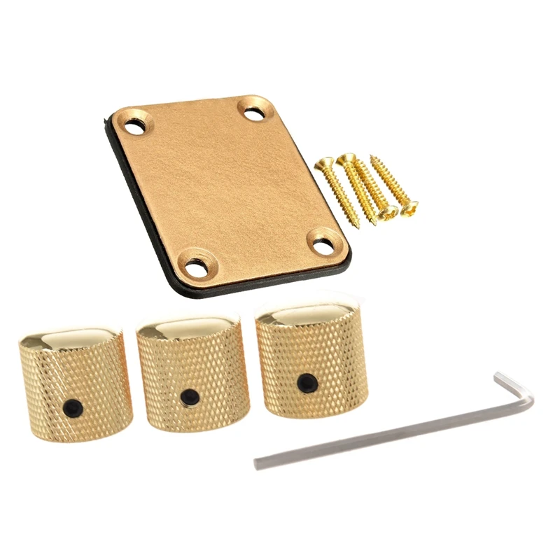 1Set Gold Neck Plate With 4 Screws Replacement Part For Fender Strat Electric Guitar & 3Pcs Gilded Metal Dome Knobs Knurled Barr
1Set Gold Neck Plate With 4 Screws Replacement Part For Fender Strat Electric Guitar & 3Pcs Gilded Metal Dome Knobs Knurled Barr