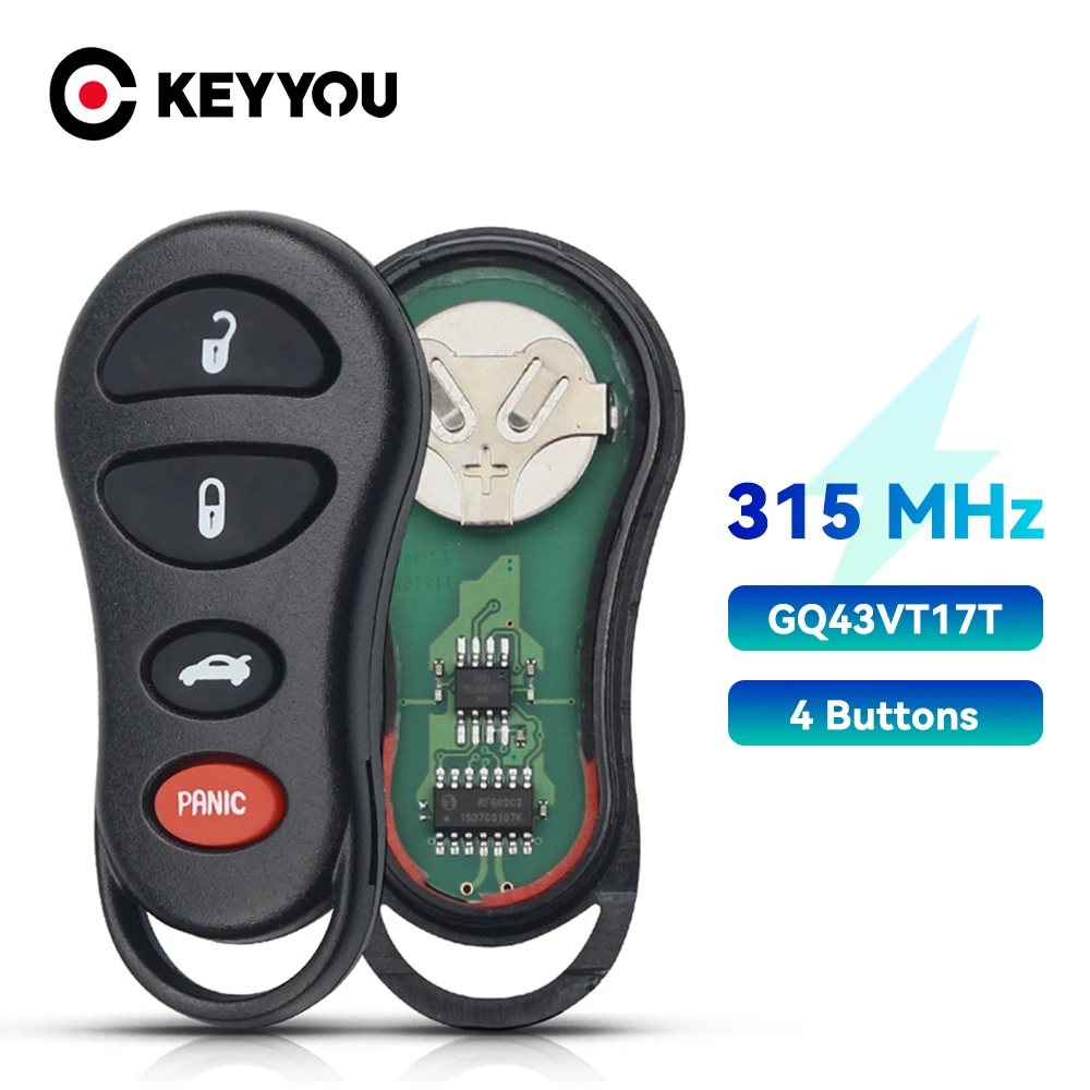 KEYYOU 4 3 + 1 кнопочный дистанционный Автомобильный ключ GQ43VT17T 315 МГц для Dodge Jeep fit Chrysler conдор 300M 2001 - 2004 БЕСКЛЮЧЕВОЙ ключ
KEYYOU 4 3 + 1 кнопочный дистанционный Автомобильный ключ GQ43VT17T 315 МГц для Dodge Jeep fit Chrysler conдор 300M 2001 - 2004 БЕСКЛЮЧЕВОЙ ключ