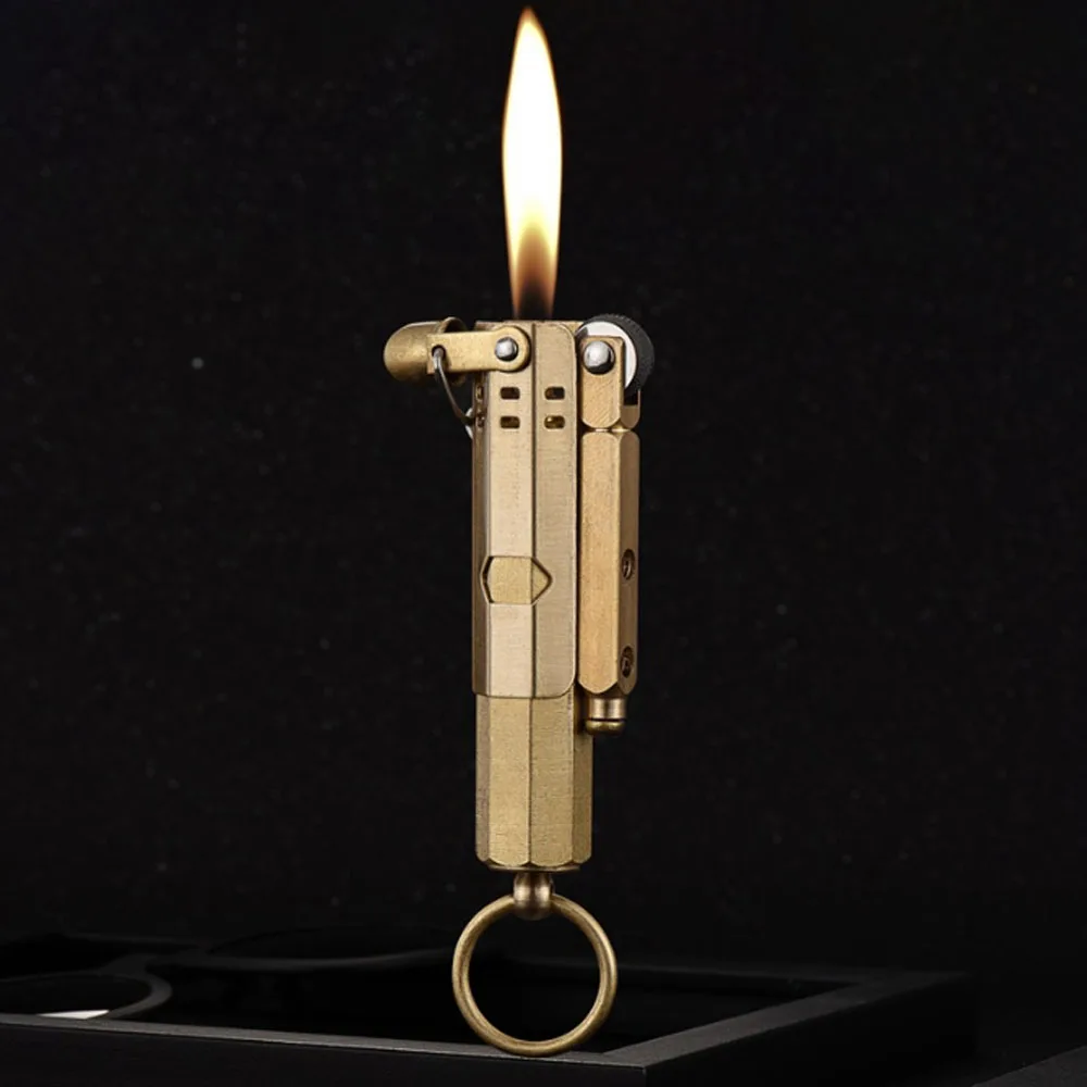 Unusual Retro Kerosene Lighter Copper Nunchaku Grinding Wheel Flint Lighters Foldable Mini Portable Gifts For Men 
Unusual Retro Kerosene Lighter Copper Nunchaku Grinding Wheel Flint Lighters Foldable Mini Portable Gifts For Men