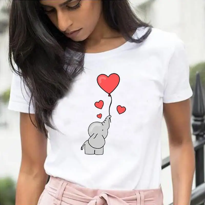 Fashion Cartoon Love Sweet Elephant Print T Shirt Women Tops Summer Short Sleeve Casual Tee Shirt Femme Harajuku Camiseta Mujer
Fashion Cartoon Love Sweet Elephant Print T Shirt Women Tops Summer Short Sleeve Casual Tee Shirt Femme Harajuku Camiseta Mujer