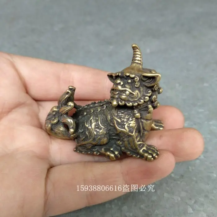 

Antique Bronze Ware Antique Miscellaneous Collection Antique Old Bronze Brass Unicorn Lucky Beast Kirin Small Ornaments Old Good