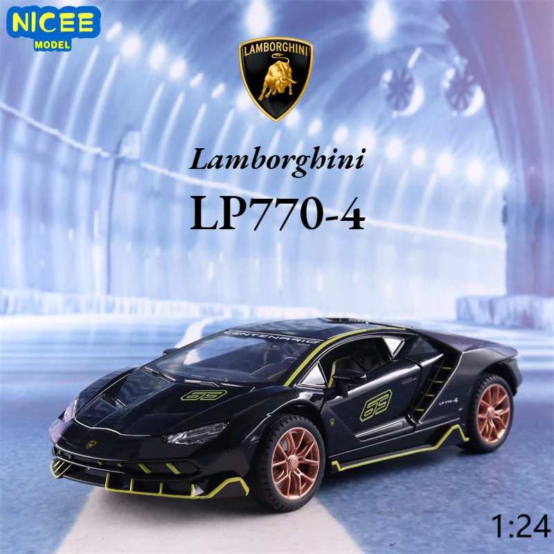 

1:24 Lamborghini LP770-4 Sports car Simulation Diecast Metal Alloy Model car Sound Light Pull Back Collection Kids Toy Gift A468