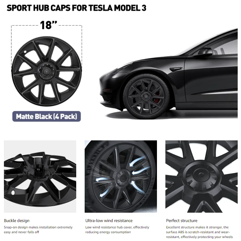 Car Parts Performance Hubcap 18 Inch 4PCS For Tesla Model 3 2018-2022 Hub Cap Full Rim Cover Retrofit Auto Wheel Cap Accessories
Car Parts Performance Hubcap 18 Inch 4PCS For Tesla Model 3 2018-2022 Hub Cap Full Rim Cover Retrofit Auto Wheel Cap Accessories