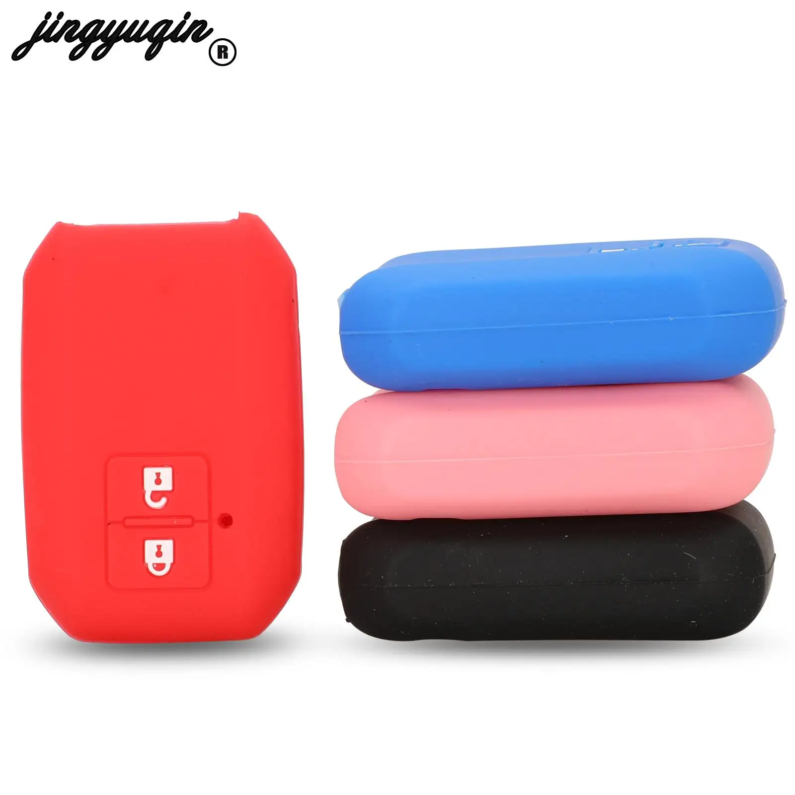 

jingyuqin 2 Buttons Silicone Remote Car Key Case Cover Protect FOB For Suzuki Swift 2017 2018 Holder