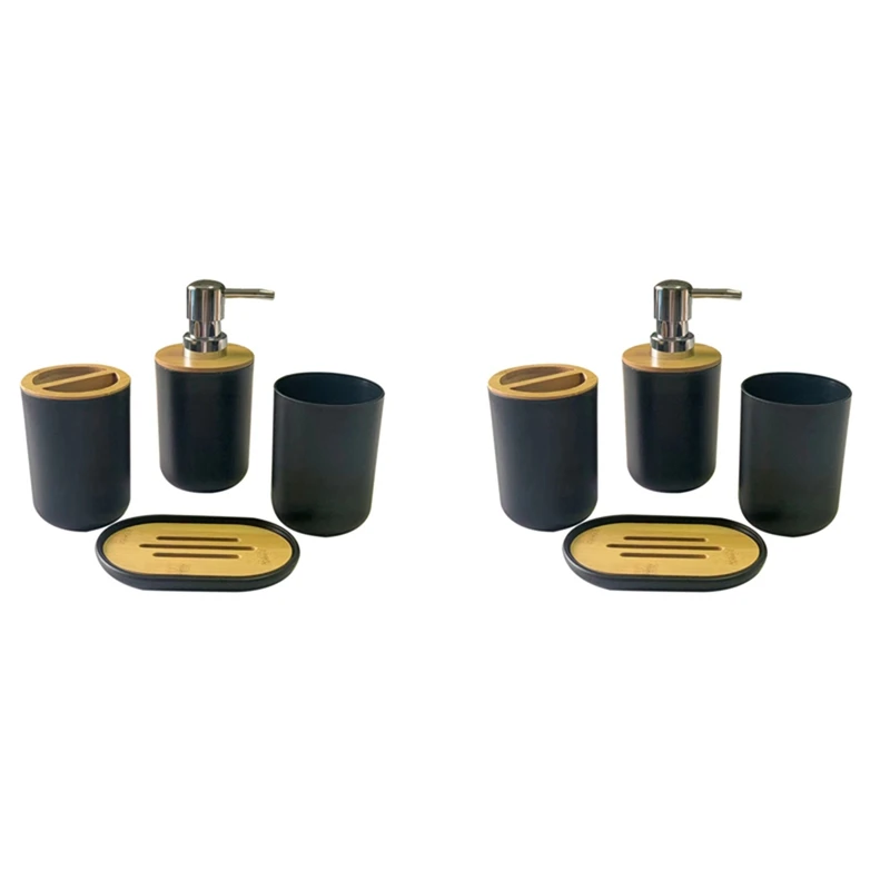 2X Bathroom Accessories Set Soap Dispenser Bottle Dish Washroom Toothbrush Holder Cup Suit Black
2X Bathroom Accessories Set Soap Dispenser Bottle Dish Washroom Toothbrush Holder Cup Suit Black