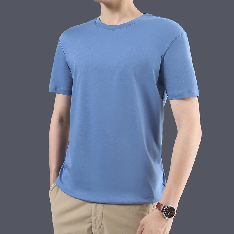 2022 Summer New Mercerized Cotton Knit Short-Sleeve Men' Cotton T-Shirt Middle-Aged Half-Sleeve O-Neck Casual Thin Ice Silk Vest
2022 Summer New Mercerized Cotton Knit Short-Sleeve Men' Cotton T-Shirt Middle-Aged Half-Sleeve O-Neck Casual Thin Ice Silk Vest