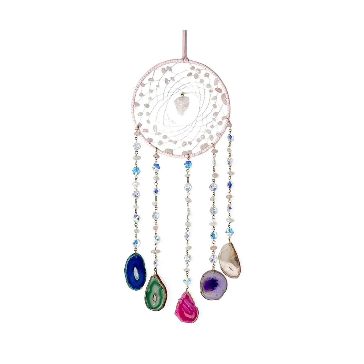 

Dream Catcher Natural 7 Chakra Color Gemstone Garden Living Room Decoration Wind Chime Wall Decor