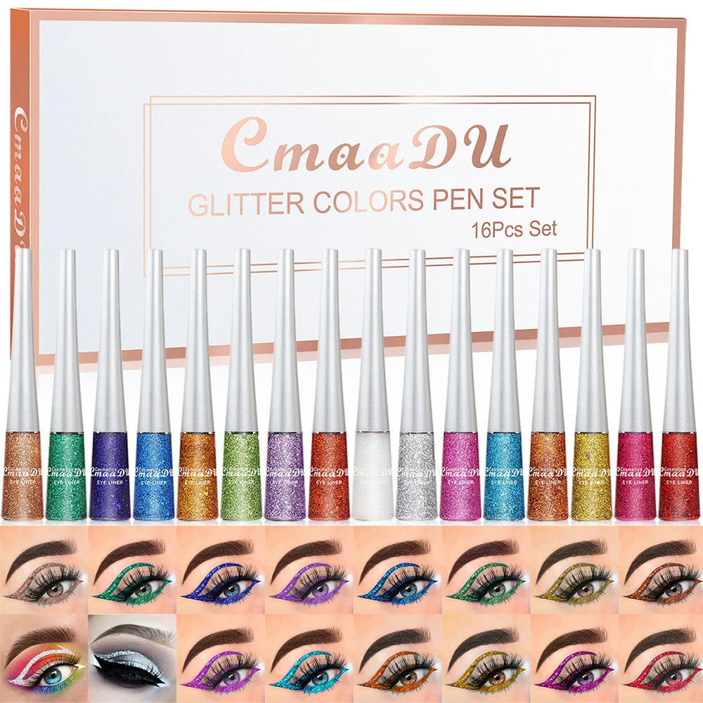 16-color glitter liquid white eyeliner Shiny Eye Liners Cosmetics for Women Pigment Silver Rose Gold eye liner makeup set
16-color glitter liquid white eyeliner Shiny Eye Liners Cosmetics for Women Pigment Silver Rose Gold eye liner makeup set