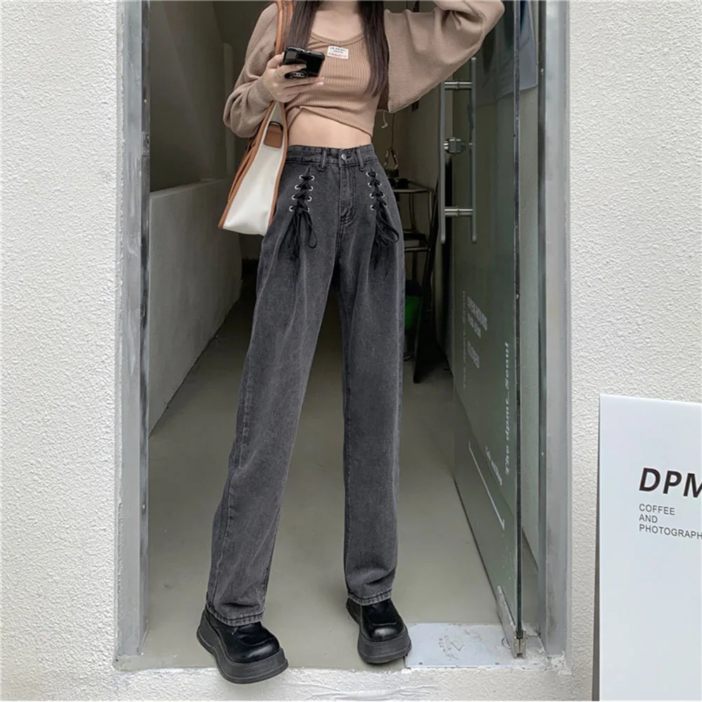 Fashion Gothic High Waist Denim Pants Women Chic Lace-Up Straight Wide Leg Pants Female Harajuku Y2K Jeans Girly Punk Trousers
Fashion Gothic High Waist Denim Pants Women Chic Lace-Up Straight Wide Leg Pants Female Harajuku Y2K Jeans Girly Punk Trousers