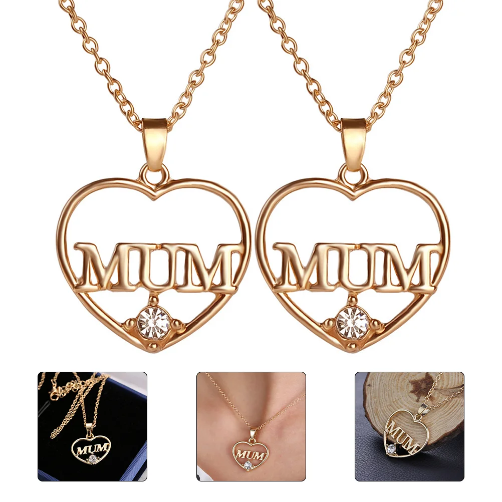 2Pcs Fashion Mother's Day Necklace Pendant Heart Shaped Necklace Jewelry Accessory
2Pcs Fashion Mother's Day Necklace Pendant Heart Shaped Necklace Jewelry Accessory