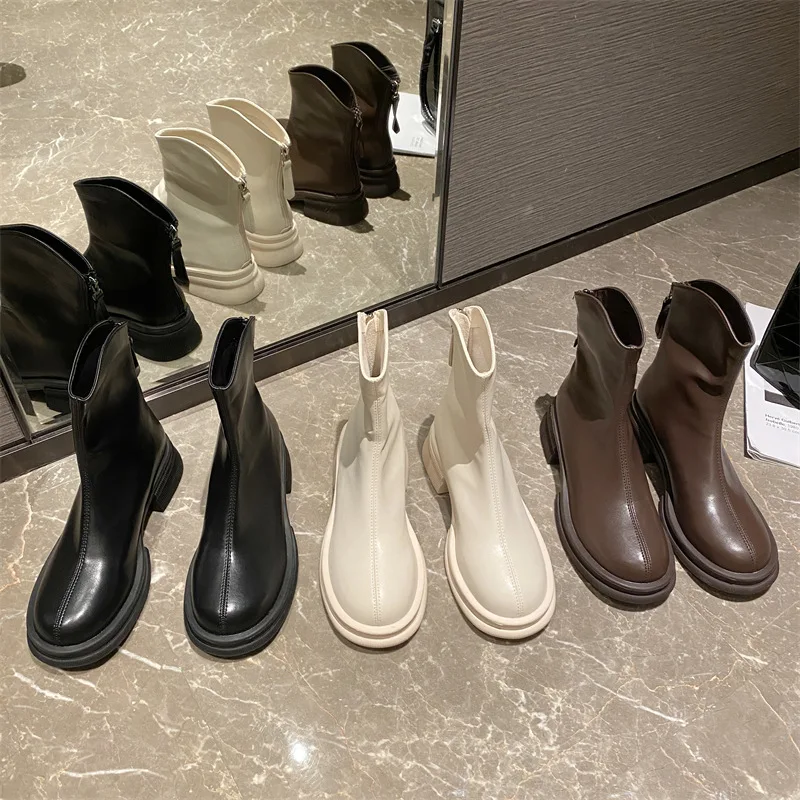 Flat Heel White Ankle Boots Shoes Clogs Platform Boots-Women Zipper Winter Footwear Round Toe Low Short Rubber Lolita Ladies 202
Flat Heel White Ankle Boots Shoes Clogs Platform Boots-Women Zipper Winter Footwear Round Toe Low Short Rubber Lolita Ladies 202