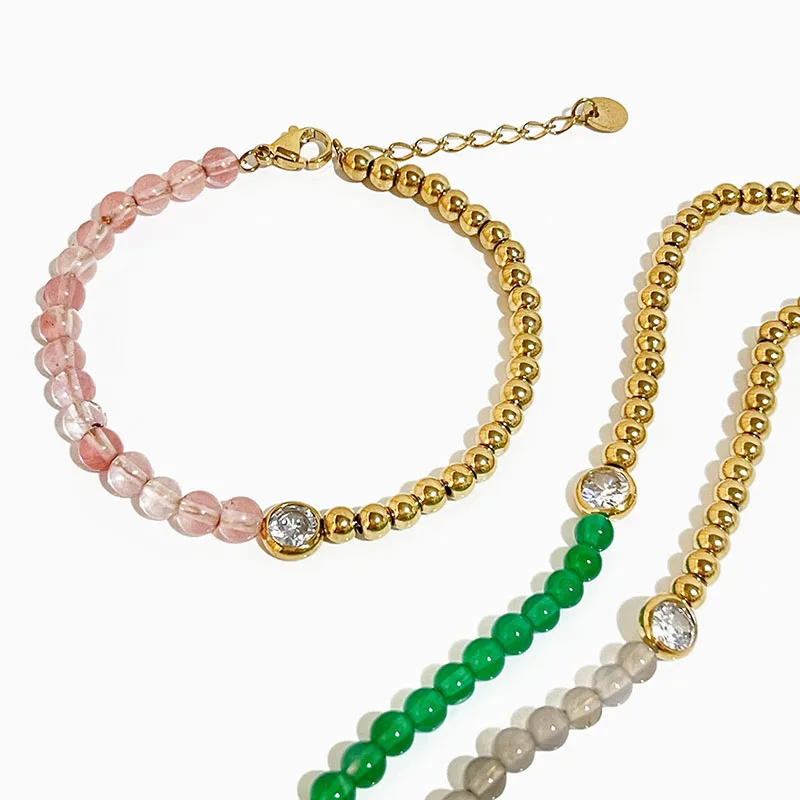 2022 New Fresh Multicolor Natural Beads Chain Cubic Zircon Round Beaded Bracelets for Women Gold Color Waterproof Jewelry Gift
2022 New Fresh Multicolor Natural Beads Chain Cubic Zircon Round Beaded Bracelets for Women Gold Color Waterproof Jewelry Gift