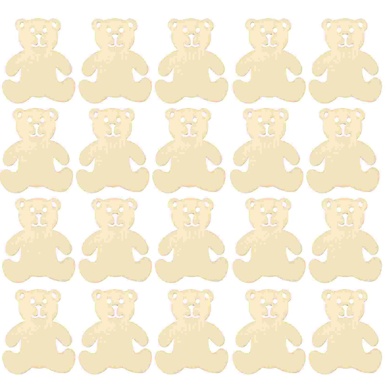 

40Pcs Unfinished Wood Pieces Bear Shape Wooden Chips Wooden Cutouts Slices Embellishments for DIY Crafts Painting Scrapbooking