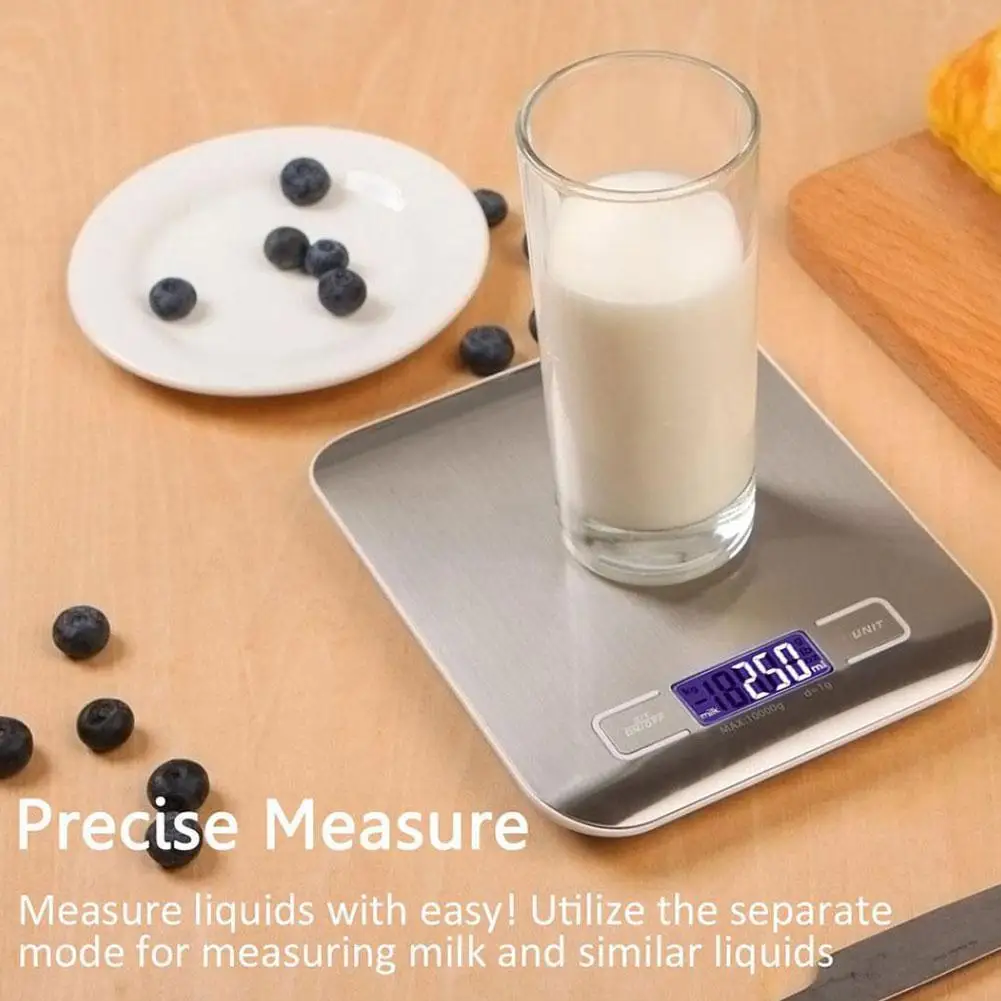 Электронные кухонные весы, измеритель веса из нержавеющей стали с цифровым ЖК дисплеем, максимальный вес 10 кг/5 кг, 1 г 
Электронные кухонные весы, измеритель веса из нержавеющей стали с цифровым ЖК дисплеем, максимальный вес 10 кг/5 кг, 1 г