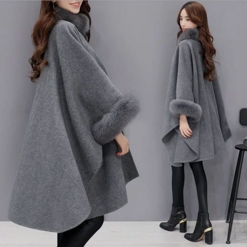 Temperament batshaped woolen women'coat autumn and winter midlength thickened Westernstyle coat standup collarRexrabbit ur acket
Temperament batshaped woolen women'coat autumn and winter midlength thickened Westernstyle coat standup collarRexrabbit ur acket