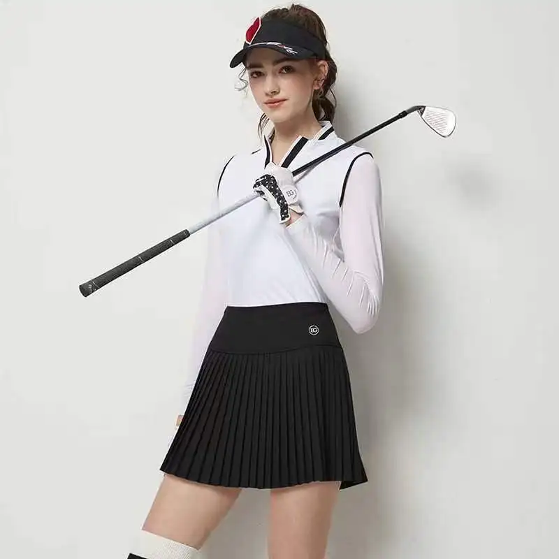 Spring And Summer Women's Black And White Two-color Sunscreen Golf Polo Shirt Ice Silk Small Pleated Skirt Set
Spring And Summer Women's Black And White Two-color Sunscreen Golf Polo Shirt Ice Silk Small Pleated Skirt Set