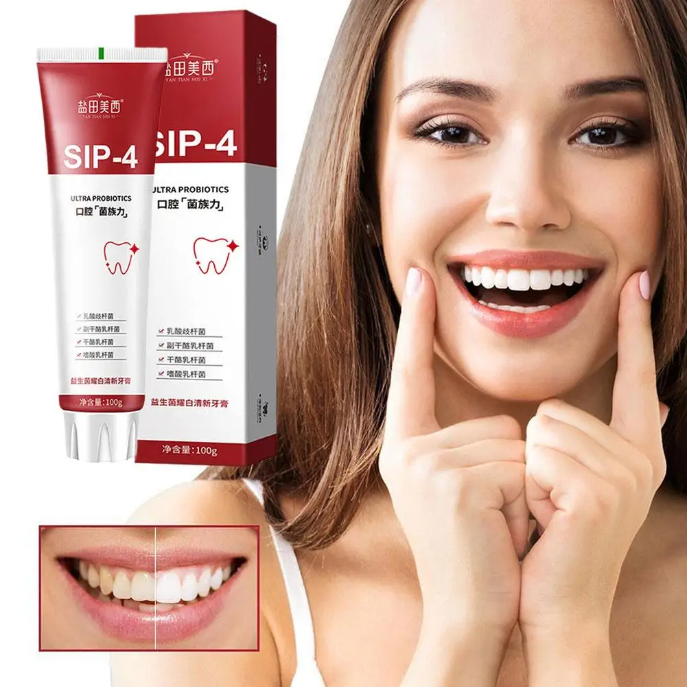Sip-4 100g Probiotic Toothpaste Brightening & Stain Sp-4 Toothpaste Removing Teeth Breath Bad Fresh Toothpaste Whiten R8R1
Sip-4 100g Probiotic Toothpaste Brightening & Stain Sp-4 Toothpaste Removing Teeth Breath Bad Fresh Toothpaste Whiten R8R1