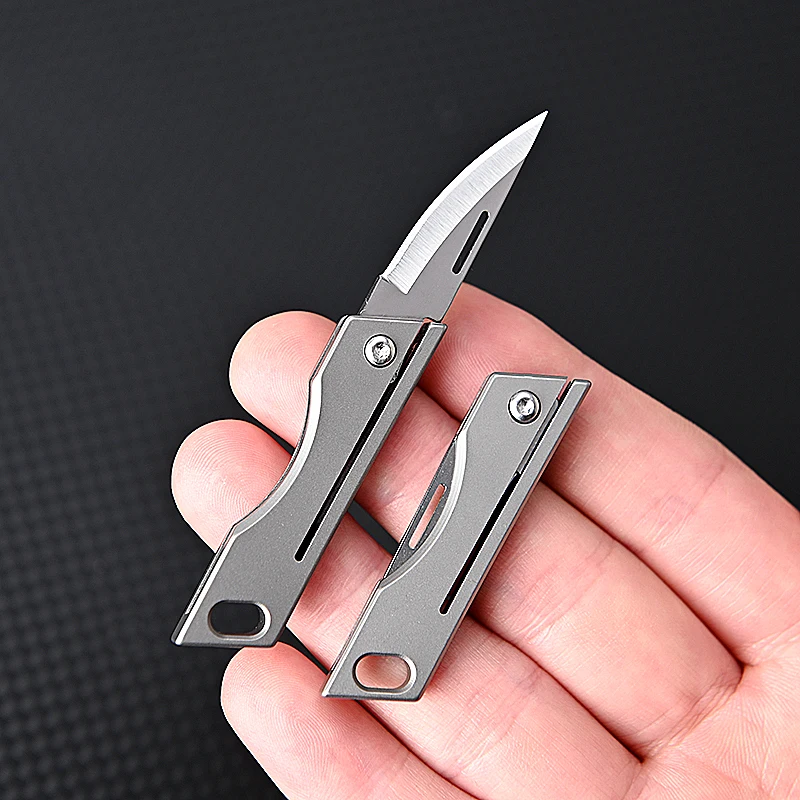 

Mini Titanium Alloy TC4 Folding Knife EDC Portable Keychain Pendant Knife Express Unpacking Pocket Knife Gift EDC Tool