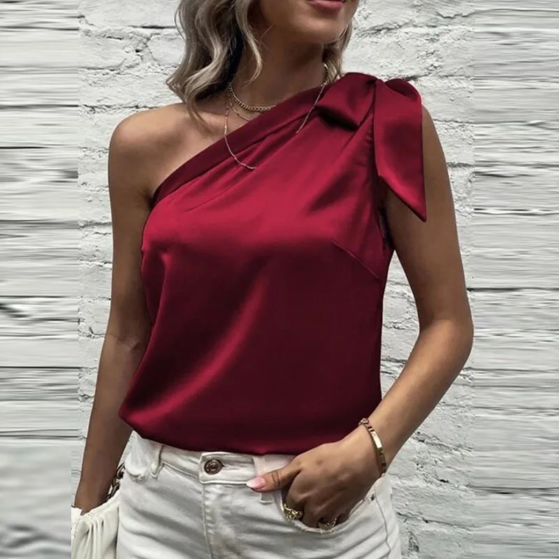 Summer Fashion Slim Fit Oblique Shoulder Lace-up Spring Women Sleeveless Top Solid Color Bottoming Top Tanks Cami
Summer Fashion Slim Fit Oblique Shoulder Lace-up Spring Women Sleeveless Top Solid Color Bottoming Top Tanks Cami