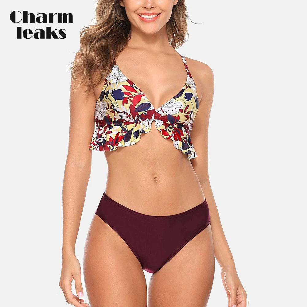 Charmleaks Women's Ruffle Bikini Set Bathing Suit Sexy V Neck Cross Back Two Piece Swimsuit High Cut Cheeky Bottom Swimwear
Charmleaks Women's Ruffle Bikini Set Bathing Suit Sexy V Neck Cross Back Two Piece Swimsuit High Cut Cheeky Bottom Swimwear