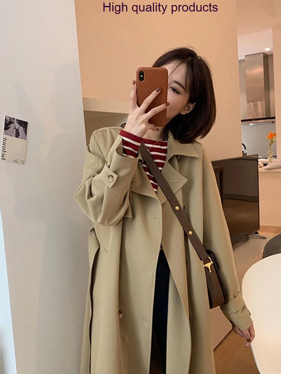

Jackets Women'S Spring 2023 New Long Trench Coats Classic Double Breasted Female Clothing With Belt England Style Windbreak