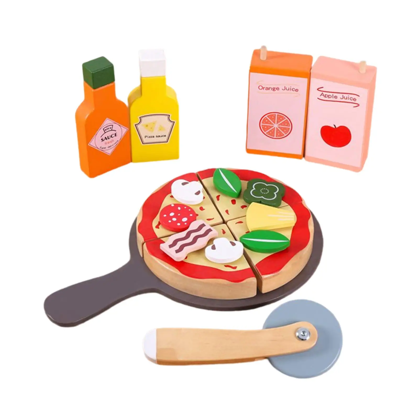 

Pizza Playset Toy Education Hands On Ability Montessori Toys Food Kitchen Toys for Girls Kids Ages 3 Years and up Boys Gifts