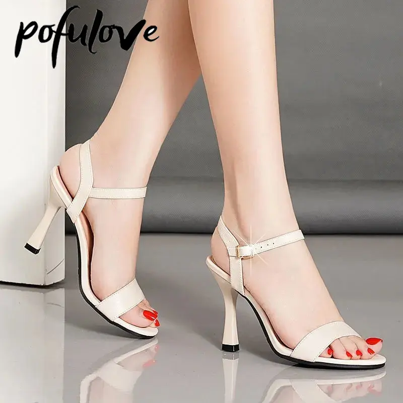 Pofulove Soft Leather High Heels Heighten Solid Color Thin Heels Versatile and Elegant Women's Sandals Dropshipping Wholesale
Pofulove Soft Leather High Heels Heighten Solid Color Thin Heels Versatile and Elegant Women's Sandals Dropshipping Wholesale