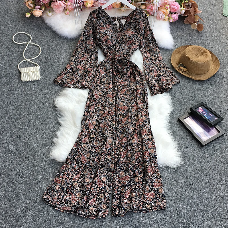 Fitaylor Spring Autumn Women Vintage Square Collar Printing Bandage Jumpsuit Casual High Waist Long Sleeve Wide Leg Jumpsuits
Fitaylor Spring Autumn Women Vintage Square Collar Printing Bandage Jumpsuit Casual High Waist Long Sleeve Wide Leg Jumpsuits