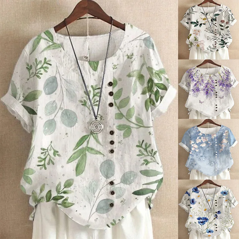 Summer Retro Cotton and Linen Printed Loose Casual Short Sleeved Shirt for Women
Summer Retro Cotton and Linen Printed Loose Casual Short Sleeved Shirt for Women