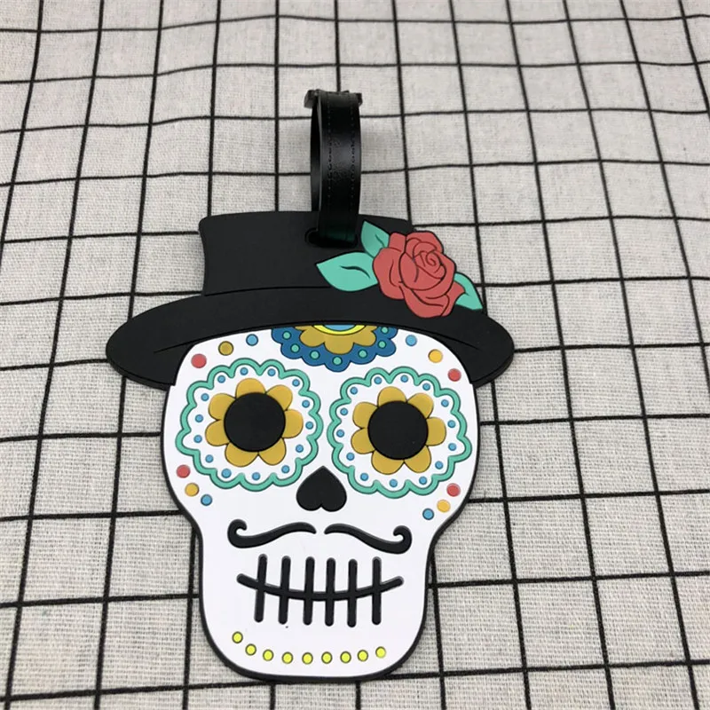 Travel Accessories Fashion Flower Skull Luggage Tag Portable Suitcase ID Address Holder Silica Gel Baggage Boarding Label | Багаж и сумки