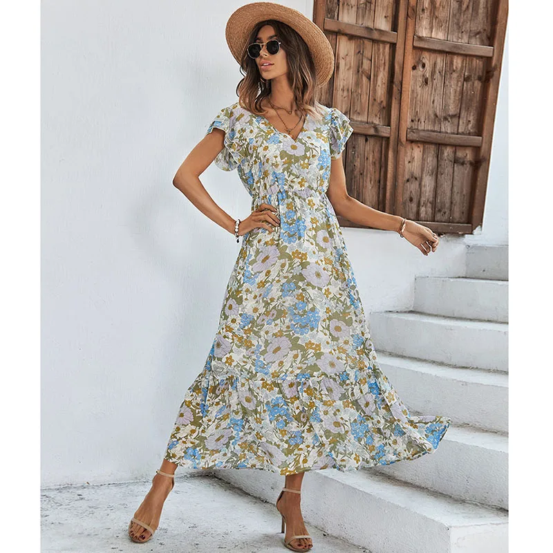 Indie Pops Long Dresses Women Summer Fashion Floral Printed V-Neck Ladies Evening Dress Elegant Chic Vintage Holiday Beach Skirt
Indie Pops Long Dresses Women Summer Fashion Floral Printed V-Neck Ladies Evening Dress Elegant Chic Vintage Holiday Beach Skirt