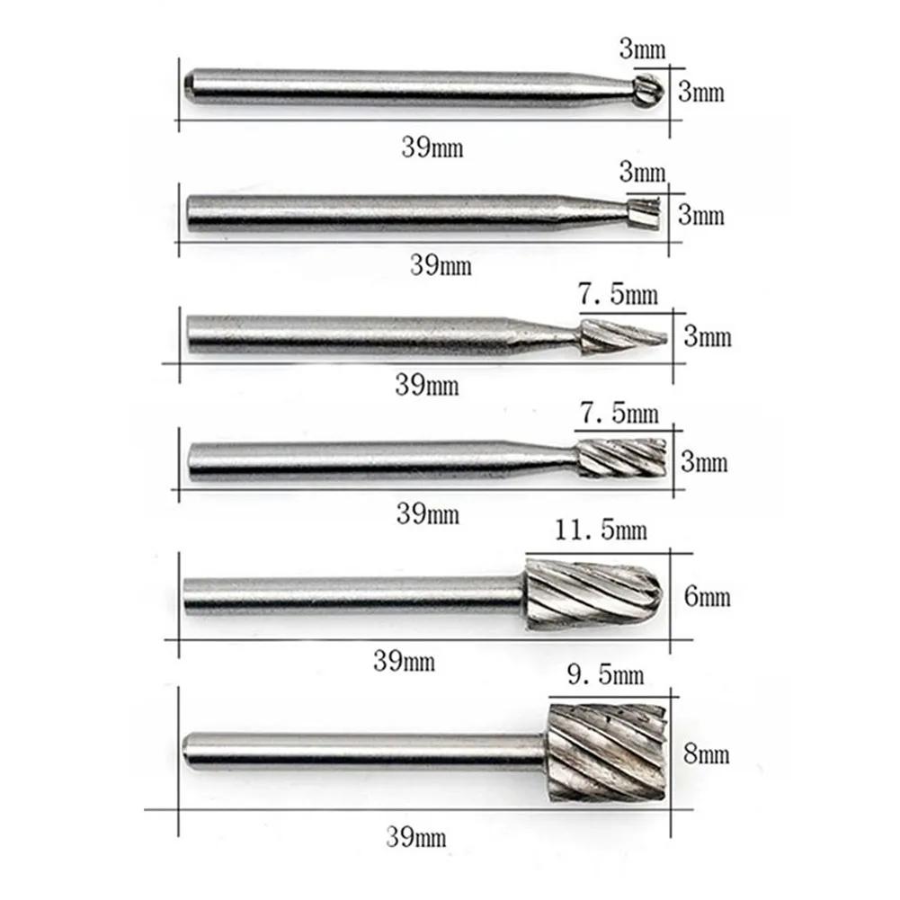 6pcs/Set HSS Router Drill Bits Kit Rotary Burrs Milling Routing Carving Wood Stone Metal Woodworking Tools Wear-resistant
6pcs/Set HSS Router Drill Bits Kit Rotary Burrs Milling Routing Carving Wood Stone Metal Woodworking Tools Wear-resistant