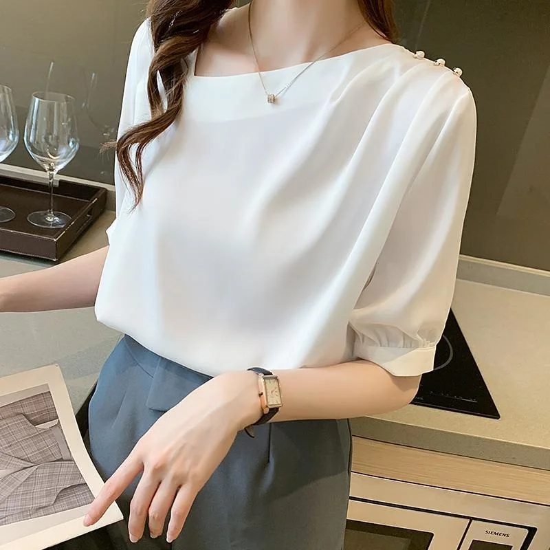 Women's Short Sleeve 2023 Summer Chiffon Shirt Fashion Neck Top Blusas Clothes for Women Tops Shirts Blouses
Women's Short Sleeve 2023 Summer Chiffon Shirt Fashion Neck Top Blusas Clothes for Women Tops Shirts Blouses