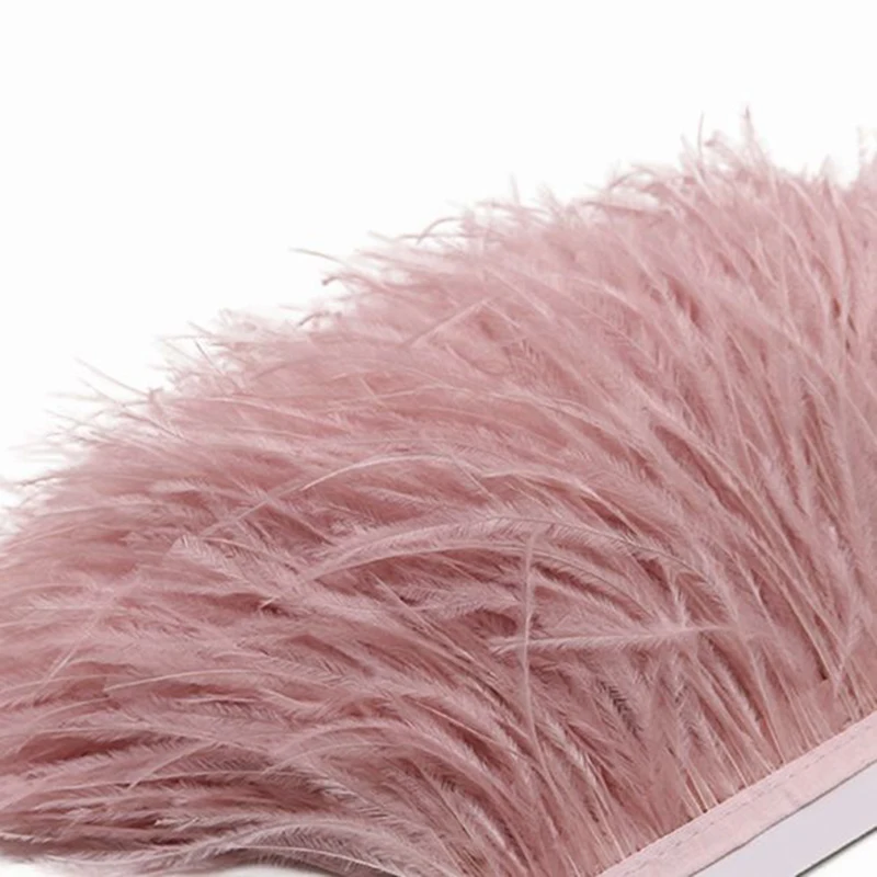 

1 Meter Ostrich Feathers Trim Ribbon 8-10 CM Plumes Fringe Selvage For DIY Wedding Dress Decoration Crafts Accessories Wholesale
